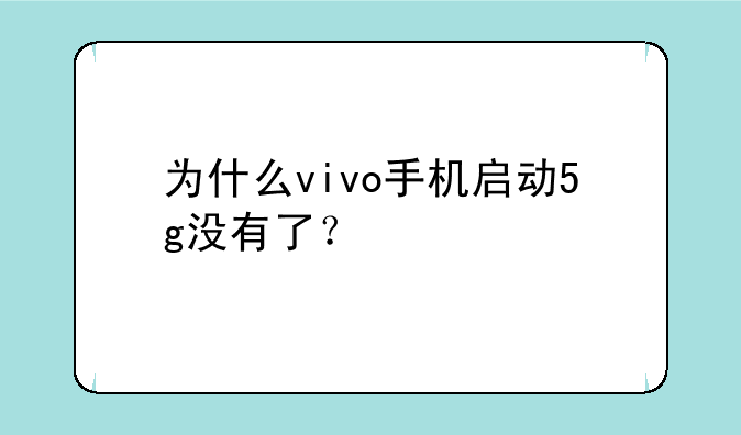 为什么vivo手机启动5g没有了？