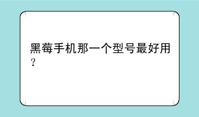 黑莓手机那一个型号最好用？