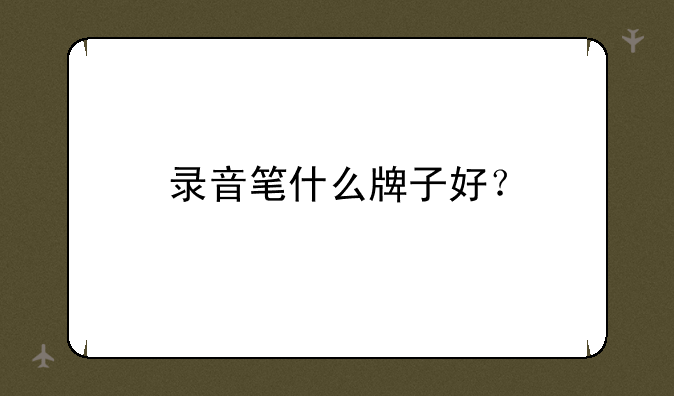 录音笔什么牌子好？