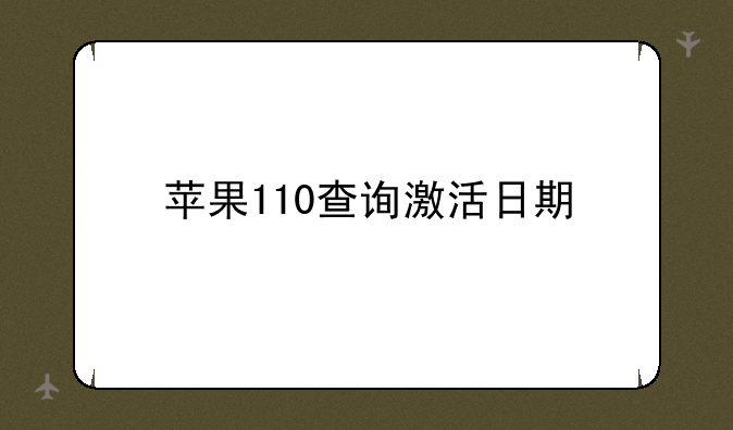 苹果110查询激活日期