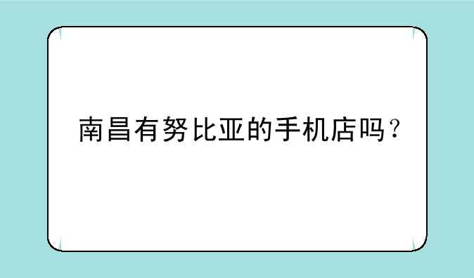 南昌有努比亚的手机店吗？
