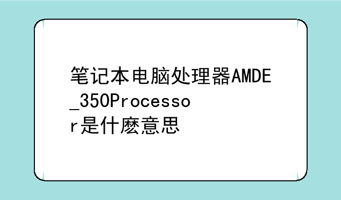 笔记本电脑处理器AMDE_350Processor是什麽意思