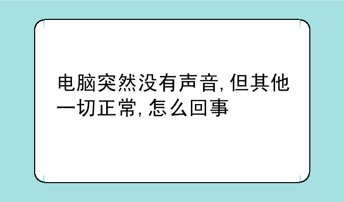 电脑突然没有声音,但其他一切正常,怎么回事