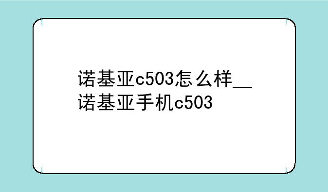 诺基亚c503怎么样__诺基亚手机c503