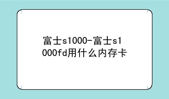 富士s1000-富士s1000fd用什么内存卡