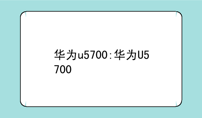 华为u5700:华为U5700